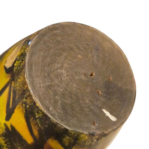 Vintage Wooden Vase Black Forest German Hand Carved Painted 5 inch Wood - Picture 3 of 16